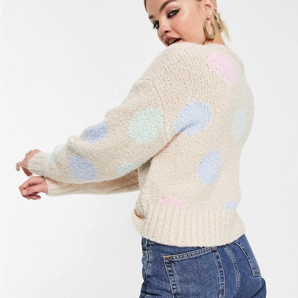 & Other Stories wool blend sweater in beige and multicolored spot Size Small - Picture 2 of 6